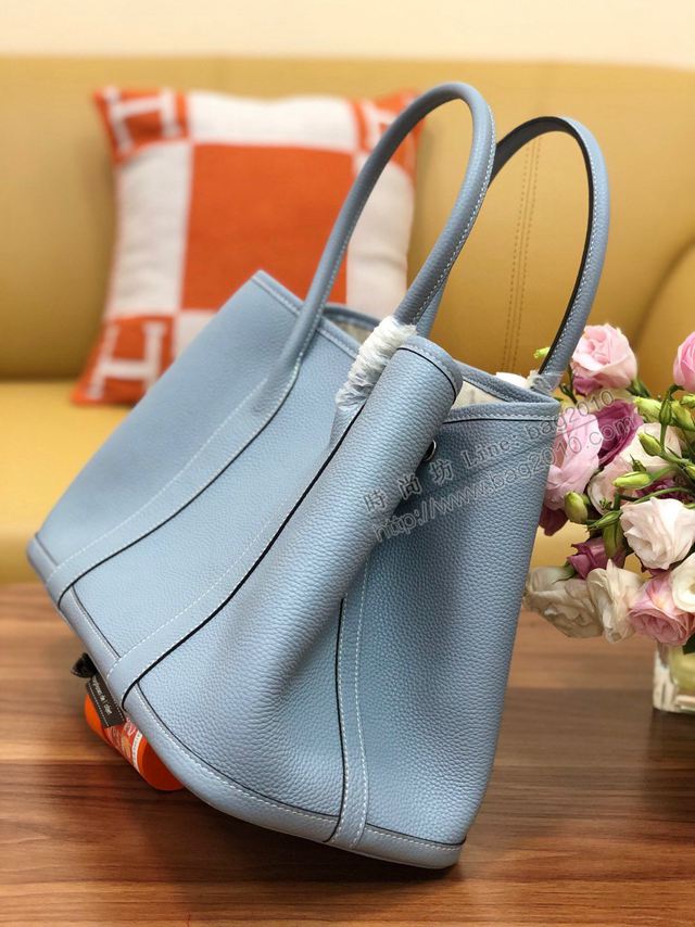 HERMES女包 花園包36cm Garden party  愛馬仕togo皮手提包 亞麻藍  Ama1636